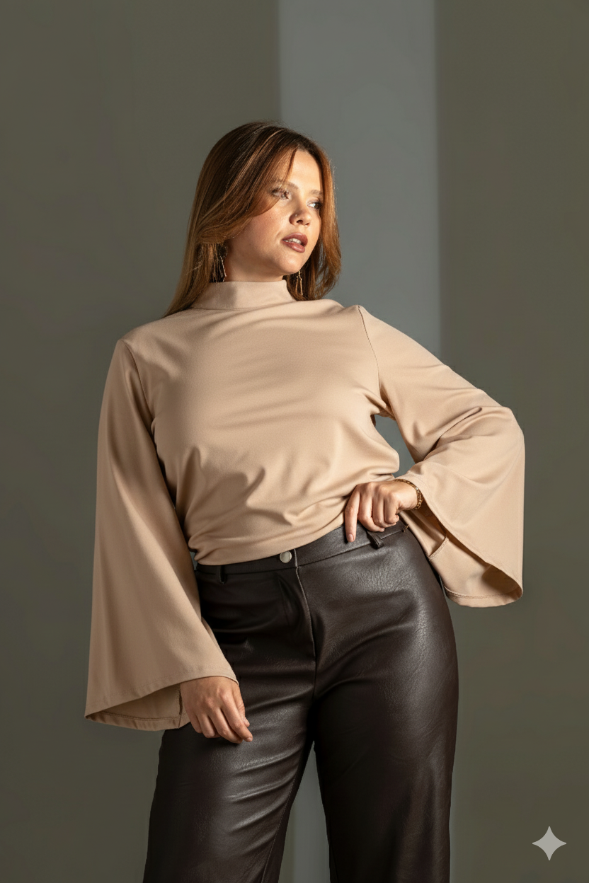 Elegant Blouse with Wide Long Sleeves Quattro Venti