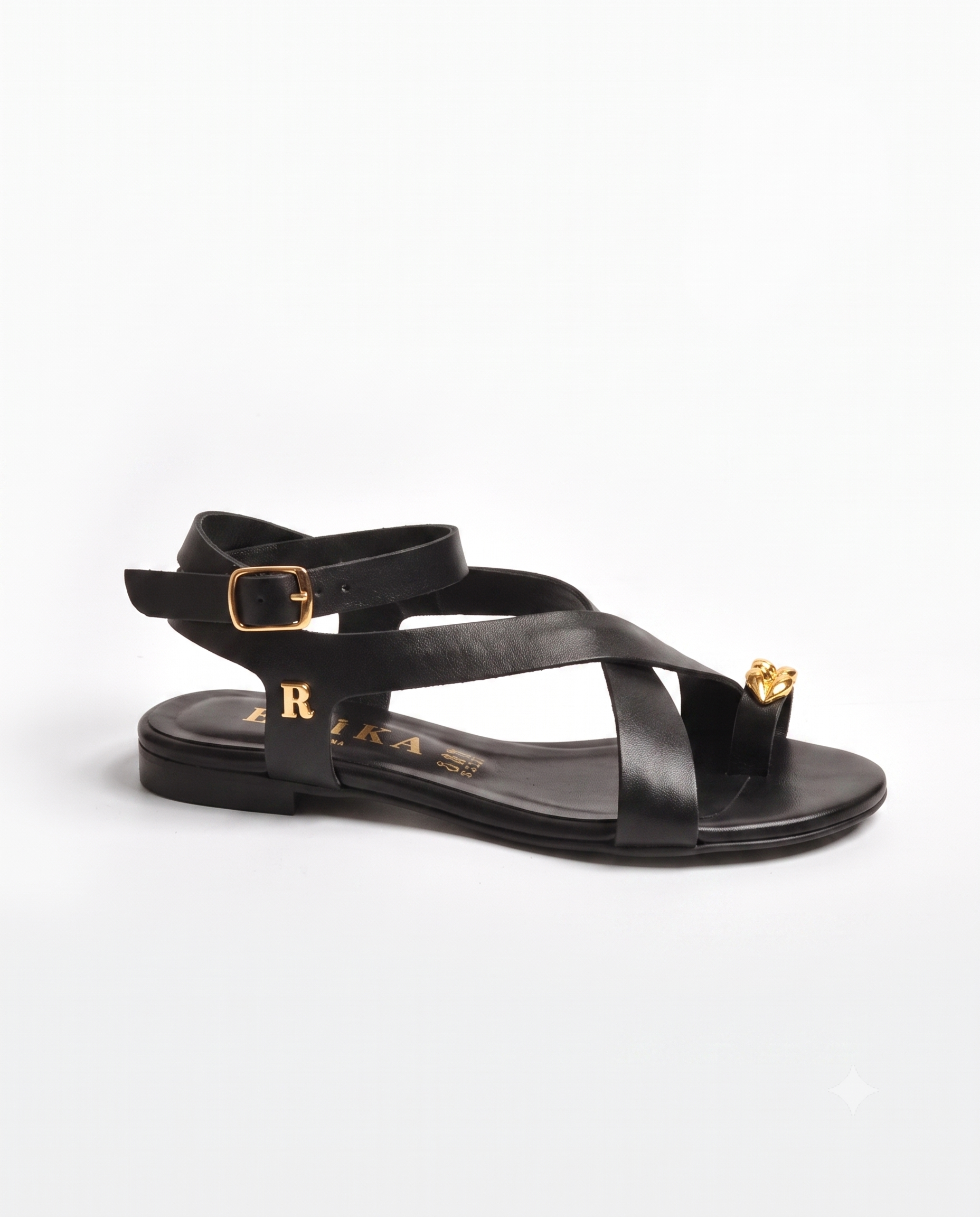 Metallic Gold Wrap-Around Flat Sandals Ruika