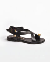 Metallic Gold Wrap-Around Flat Sandals Ruika