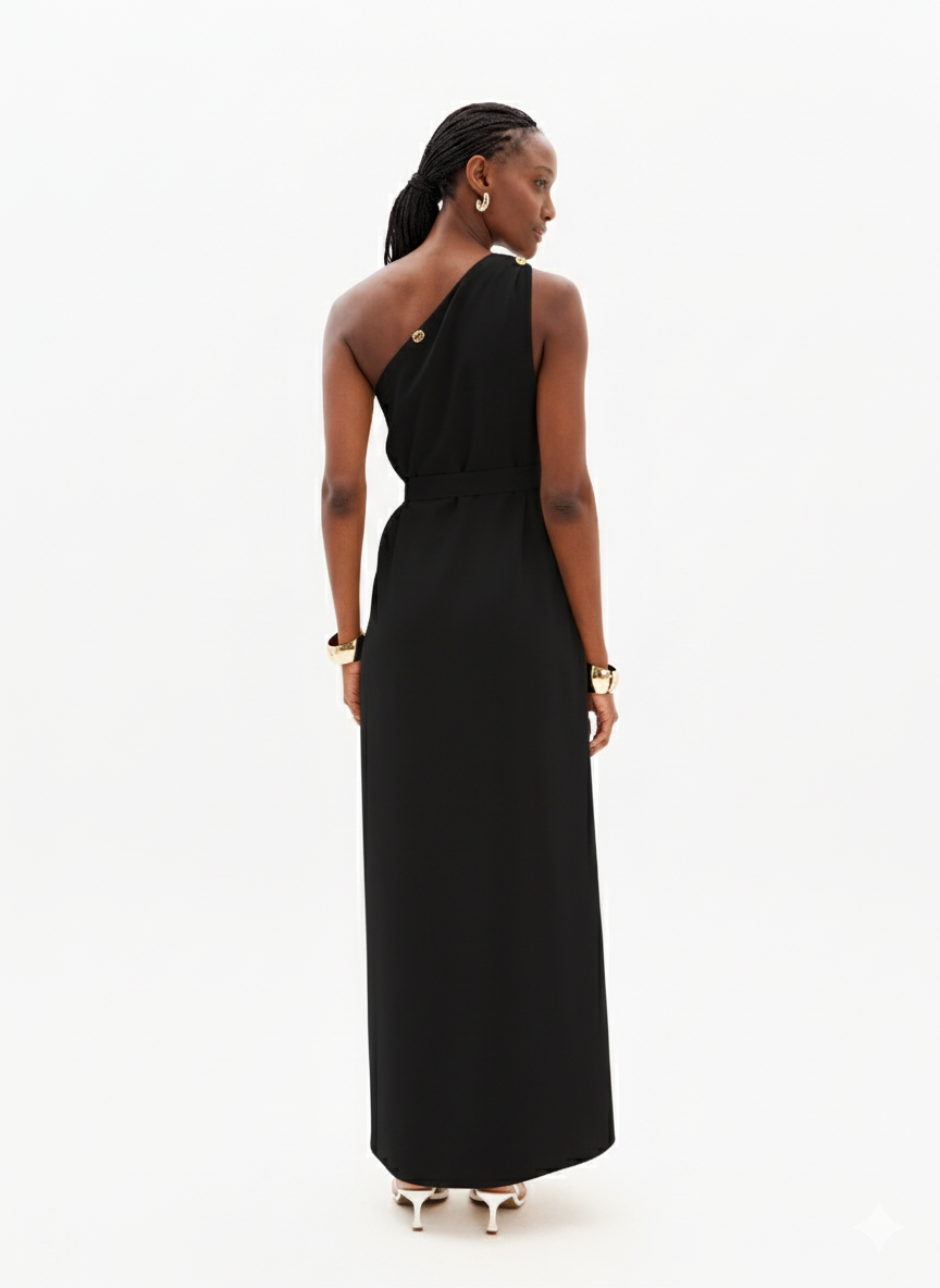 Long Dress with Side Slit and Waist Tie Lança Perfume