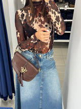 Sheer Printed Long Sleeve Blouse Lança Perfume