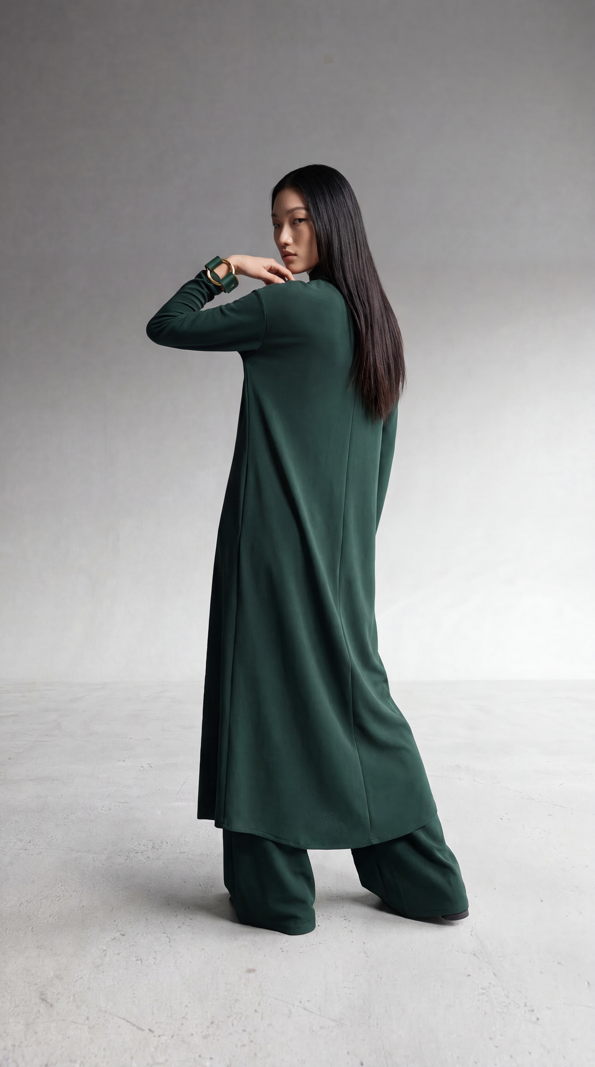 Green Aura Asymmetrical Draped Knit Tunic Sahoco
