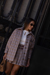 Plaid Skirt with Double Belt Detail Sahoco