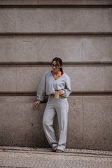 Light Grey Jogger Pants with Contrast Waistband Sahoco