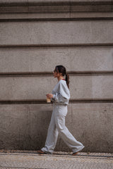 Light Grey Jogger Pants with Contrast Waistband Sahoco