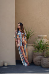 Satin Wide-Leg Trousers Vibrant Multicolor Stripes Sahoco