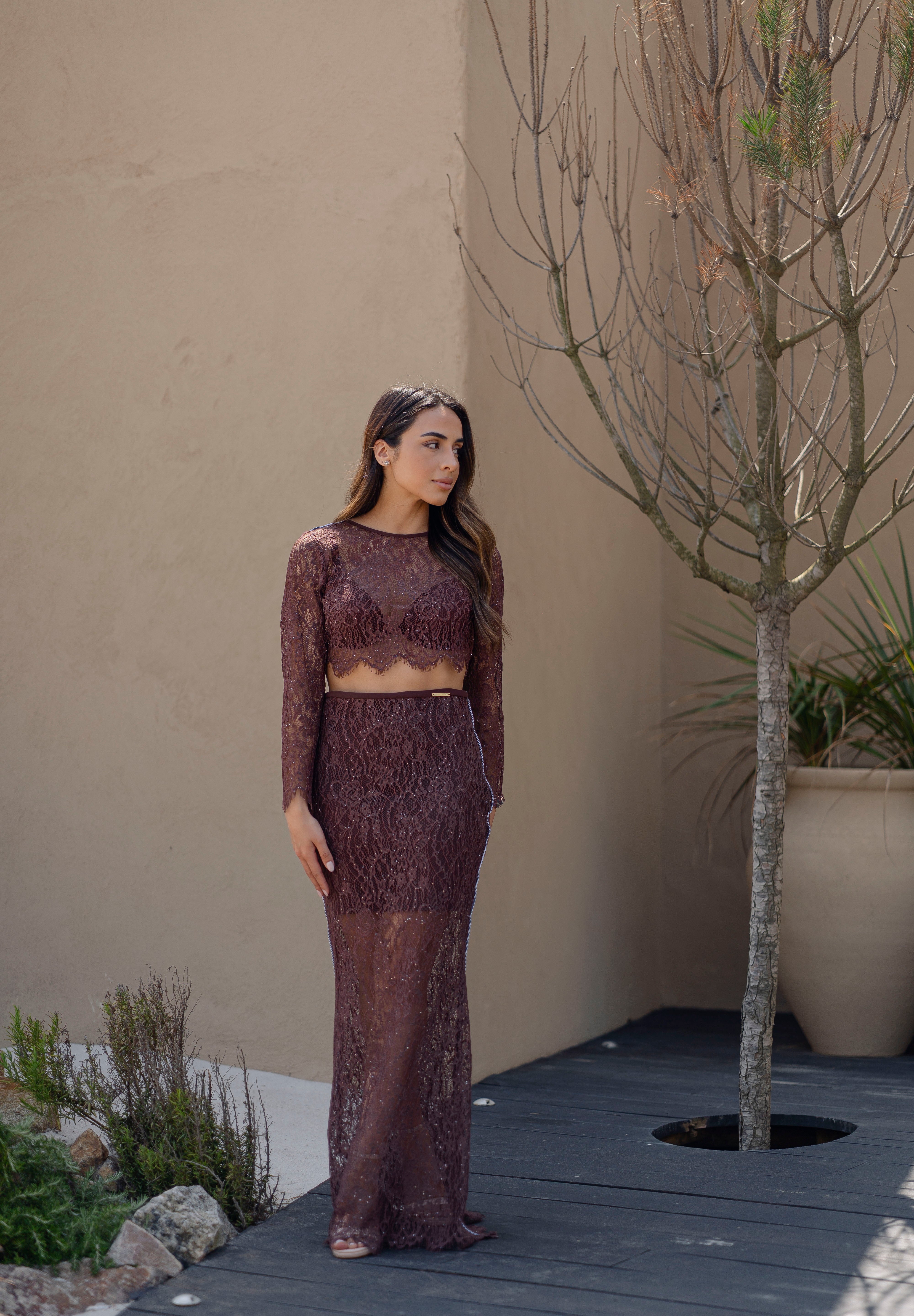 Long Sparkly Lace Skirt Sahoco