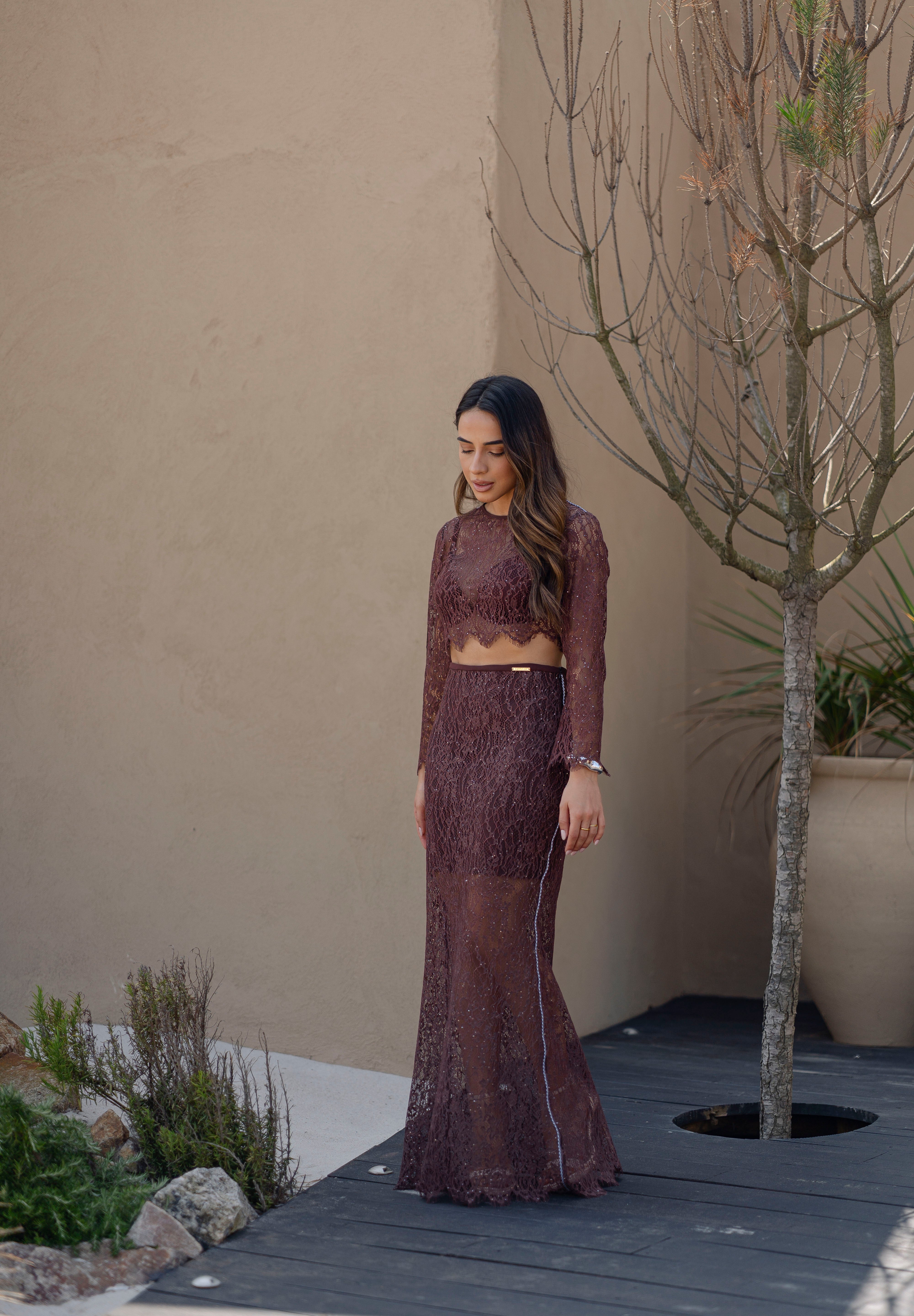 Long Sparkly Lace Skirt Sahoco