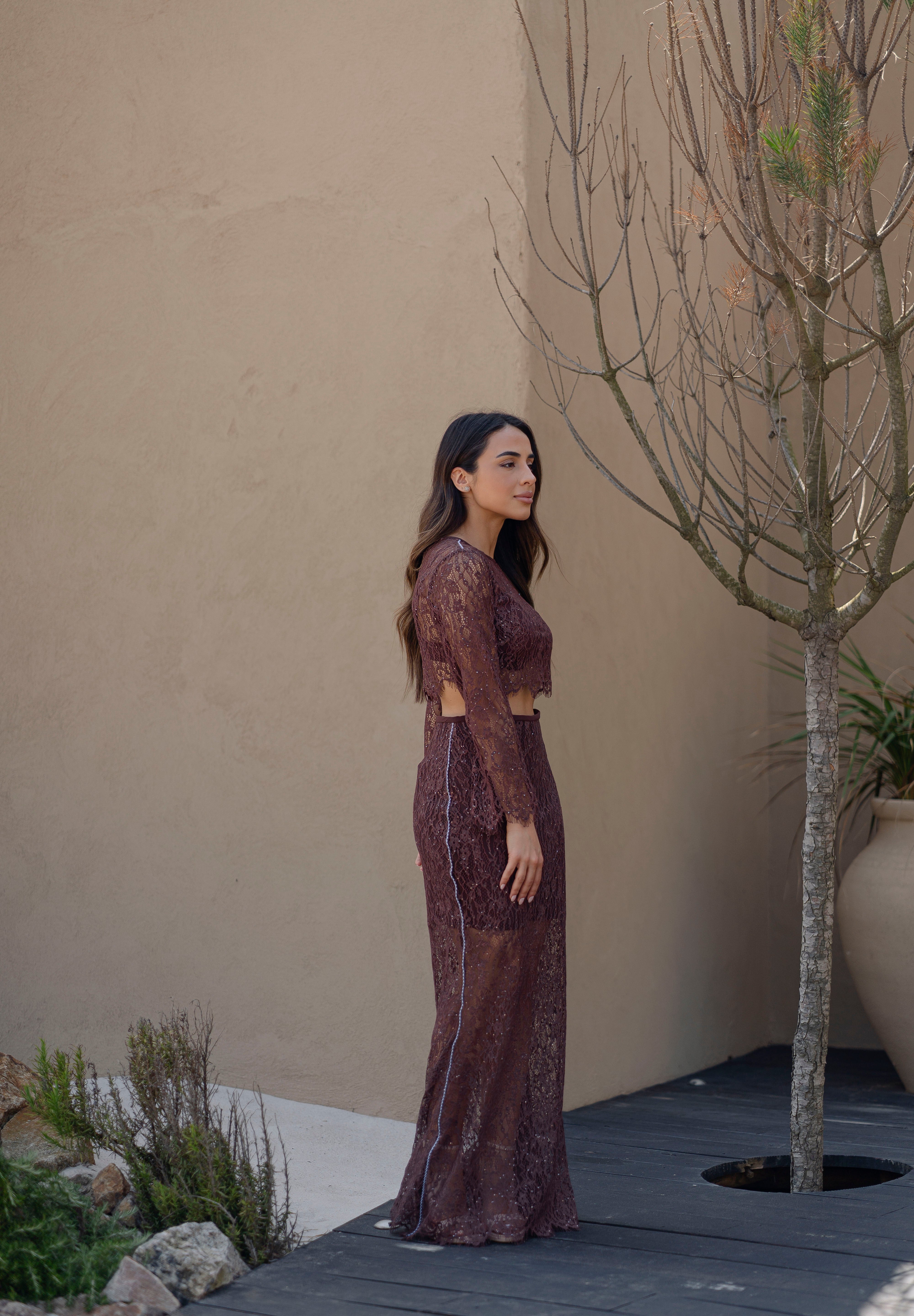 Long Sparkly Lace Skirt Sahoco