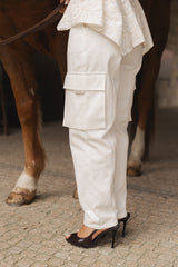 White Cargo Pants with Matching Belt Sahoco