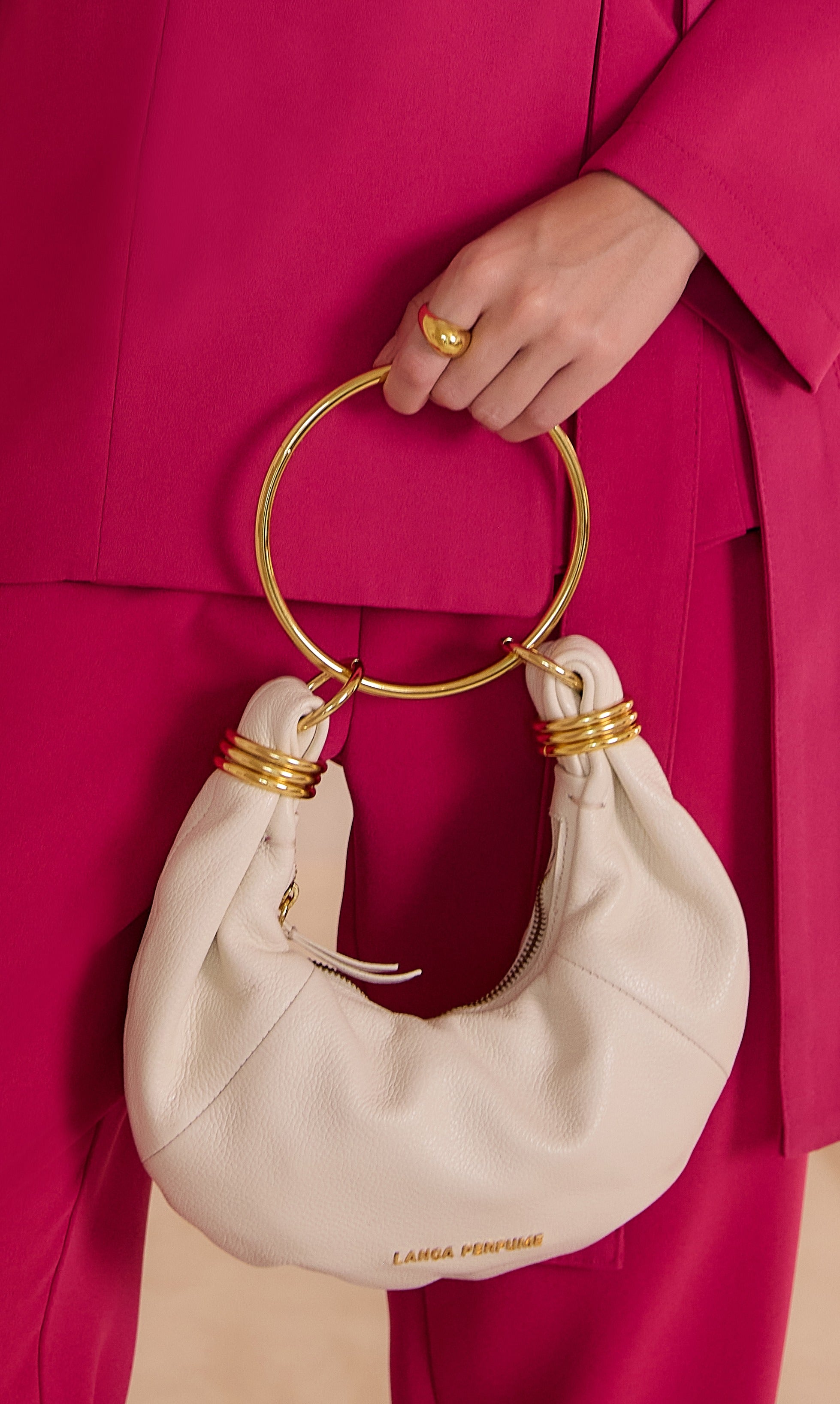 White Clutch Bag with Wrist Strap Lança Perfume