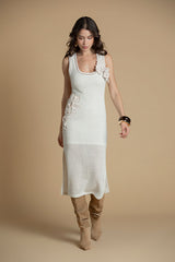 Vestido de malha midi com pormenor floral Sahoco