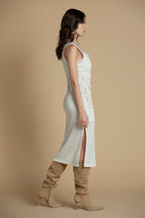 Vestido de malha midi com pormenor floral Sahoco