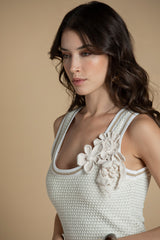 Vestido de malha midi com pormenor floral Sahoco