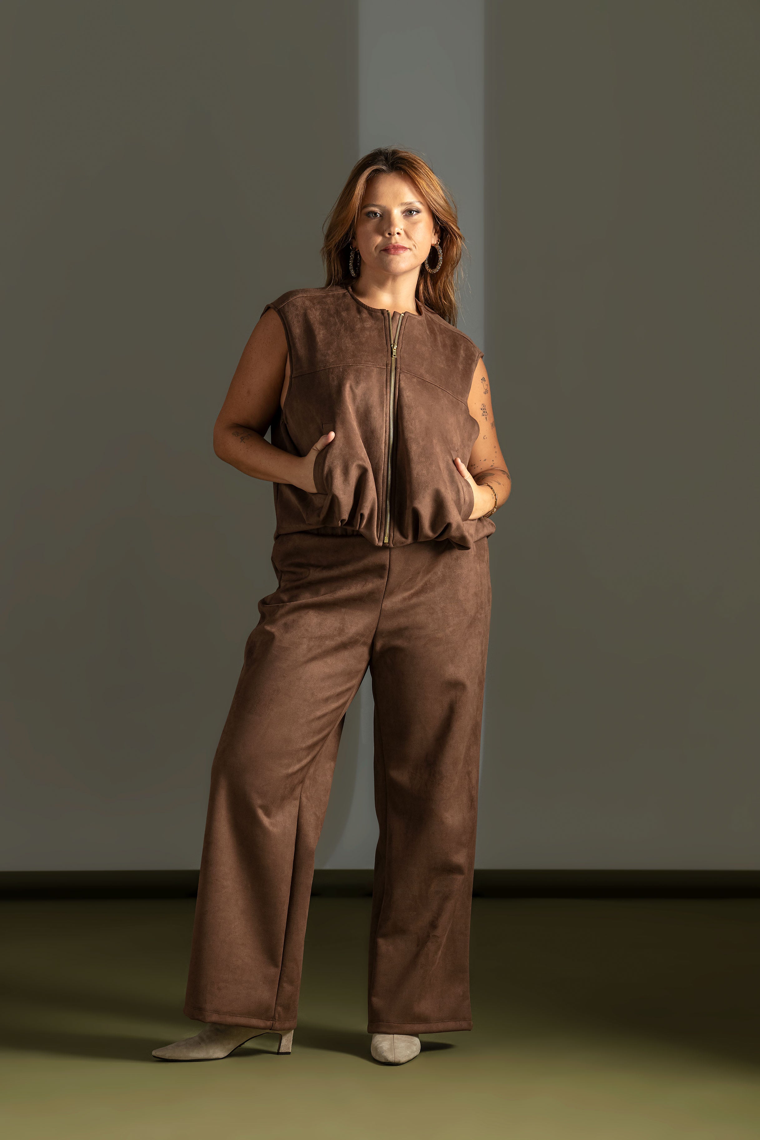 Suede Trousers with Elastic Waist Quattro Venti