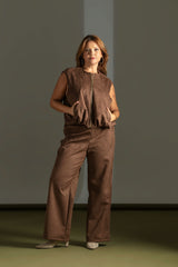 Suede Trousers with Elastic Waist Quattro Venti