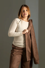 Long Sleeve Knit Top with Gold Button Detail Quattro Venti