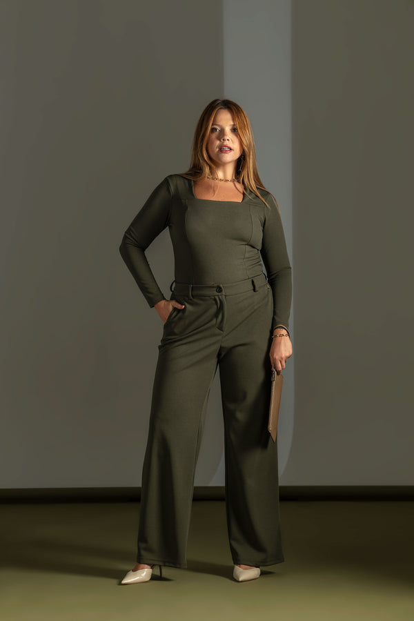 Elastic Tailored Wide Leg Trousers Quattro Venti