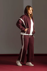 Burgundy Red Wide Leg Joggers Quattro Venti