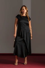 Satin Dress with Ruffle Details Quattro venti