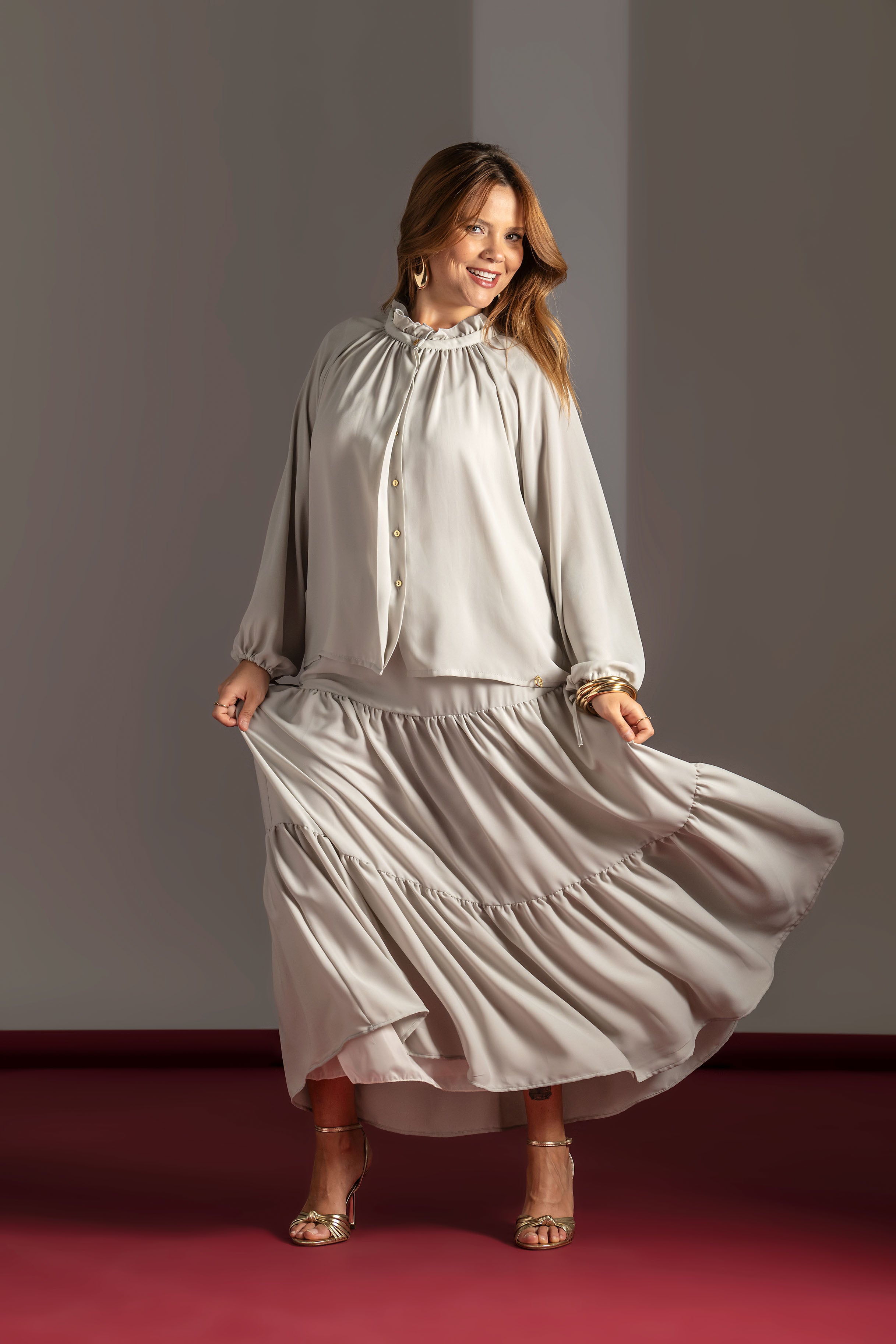 Long Sleeve Blouse with Front Buttons Quattro venti