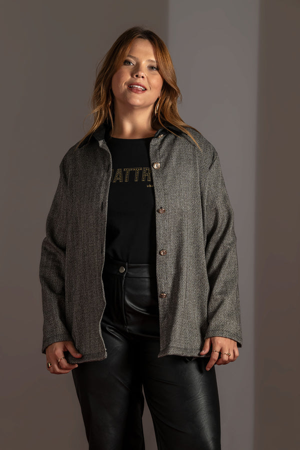 Long-Sleeve Striped Button-Front Jacket Quattro Venti