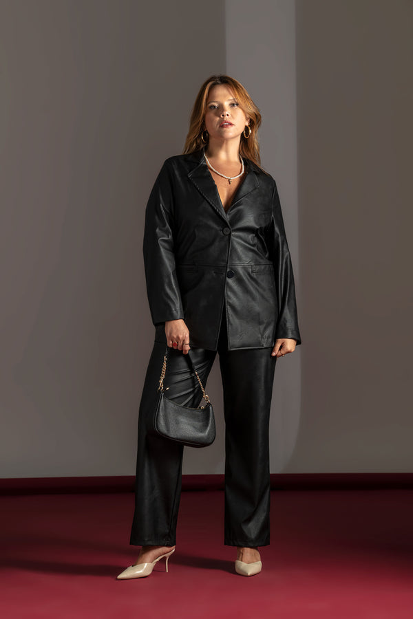 Faux Leather trousers with Button Closure Quattro Venti