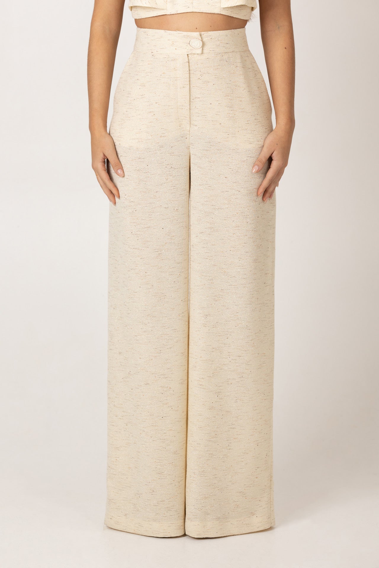Wide-Leg Trousers Mother-of-Pearl Detail Sahoco