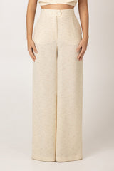 Wide-Leg Trousers Mother-of-Pearl Detail Sahoco