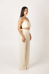 Wide-Leg Trousers Mother-of-Pearl Detail Sahoco