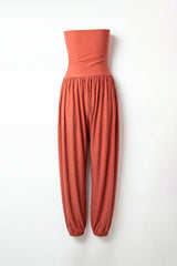 Strapless Fluid Jumpsuit with Side Slit Sahoco