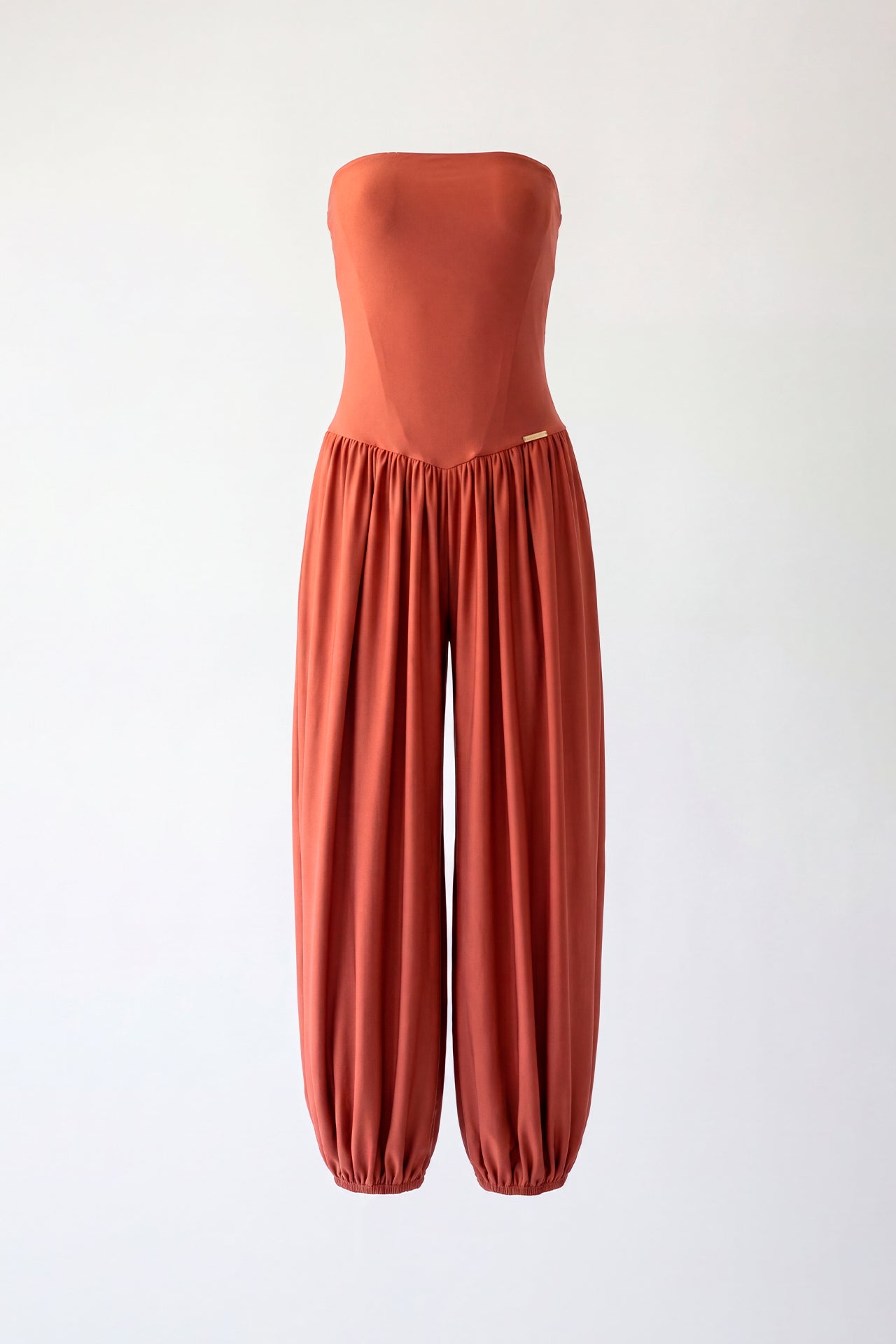 Strapless Fluid Jumpsuit with Side Slit Sahoco