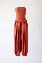Strapless Fluid Jumpsuit with Side Slit Sahoco