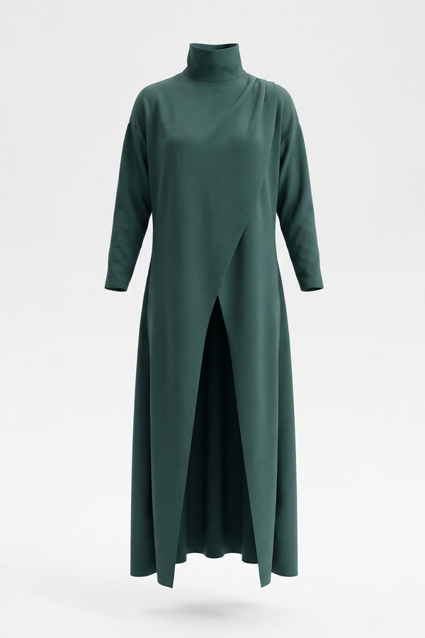 Green Aura Asymmetrical Draped Knit Tunic Sahoco