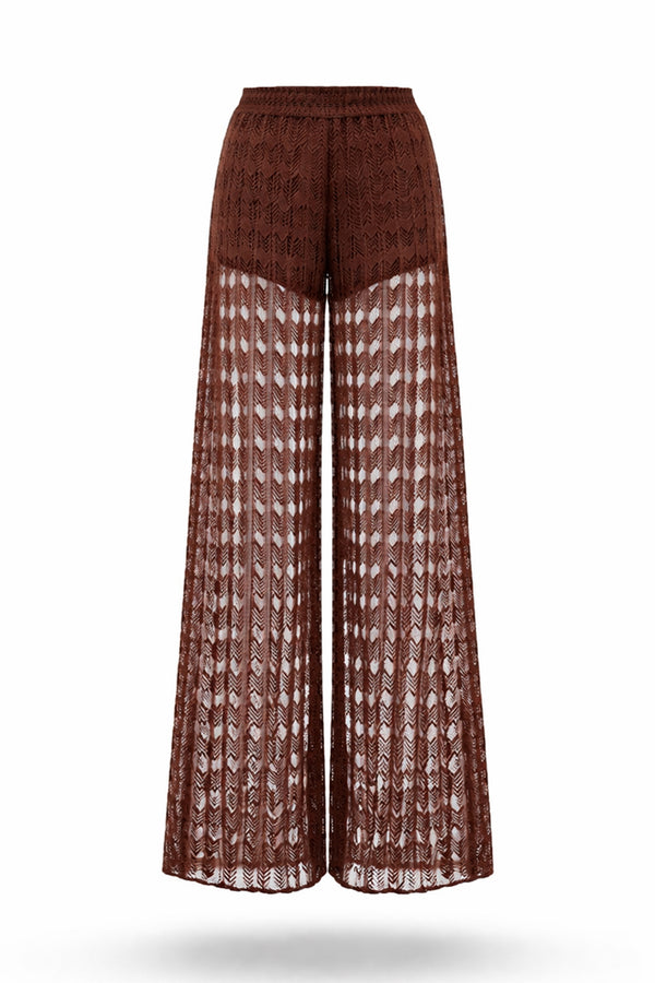Lace Wide-Leg Trousers with Tonal Lining Sahoco