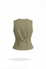 Pinstripe Tailored Waistcoat with Back Cinch Sahoco