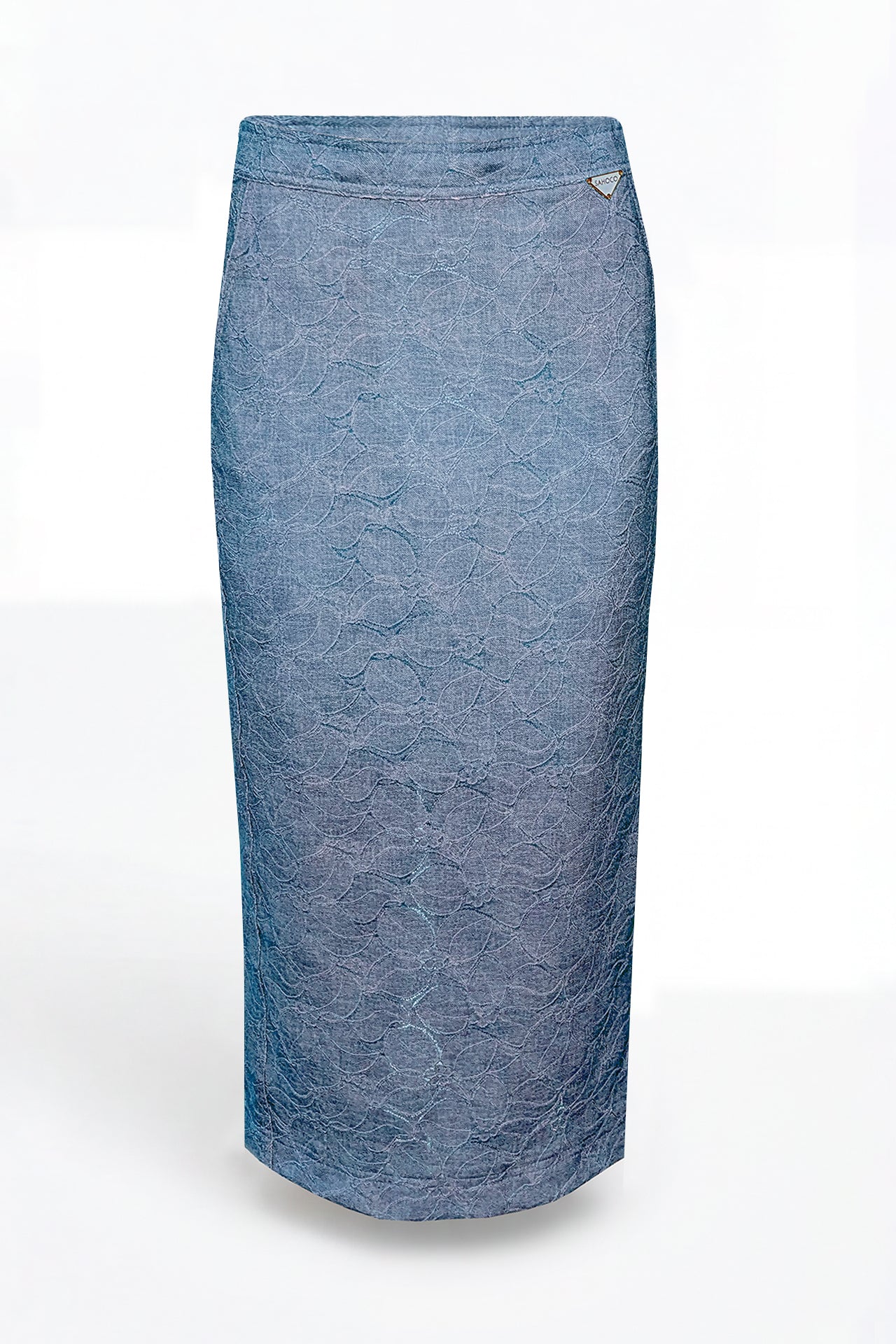 Blue Lace Pencil Midi Skirt Sahoco