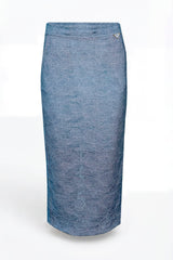 Blue Lace Pencil Midi Skirt Sahoco