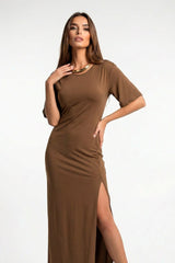 Straight-Cut Maxi Dress - Necklace Included Sahoco