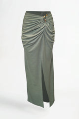 Draped Midi Skirt with Organic Hardware Sahoco