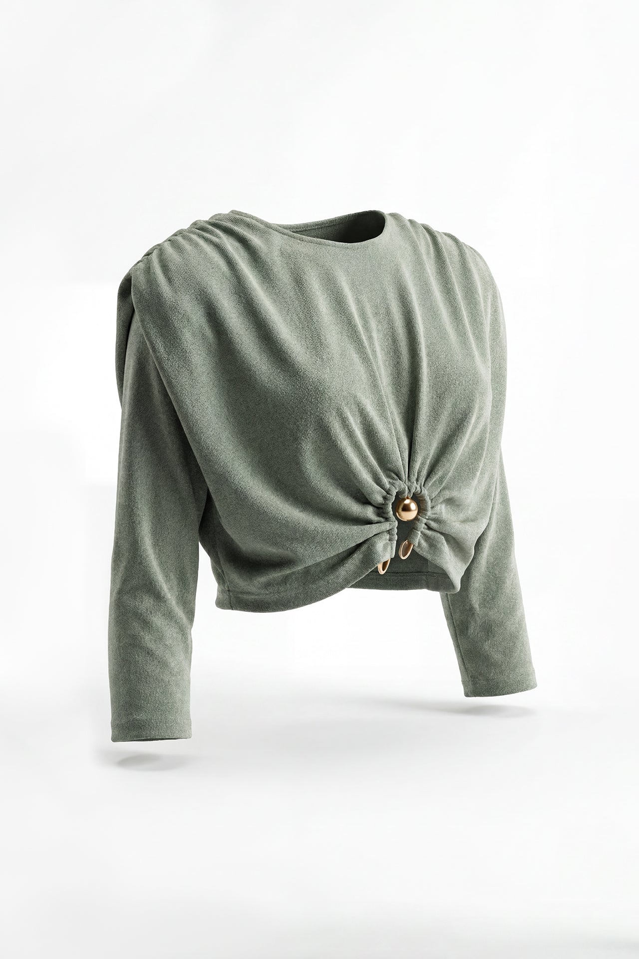 Draped Crop Top with Metallic Detail Sahoco