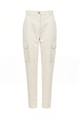 White Cargo Pants with Matching Belt Sahoco