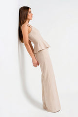 Blusa peplum risca de giz feita à medida Sahoco