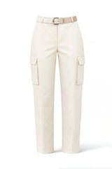 White Cargo Pants with Matching Belt Sahoco