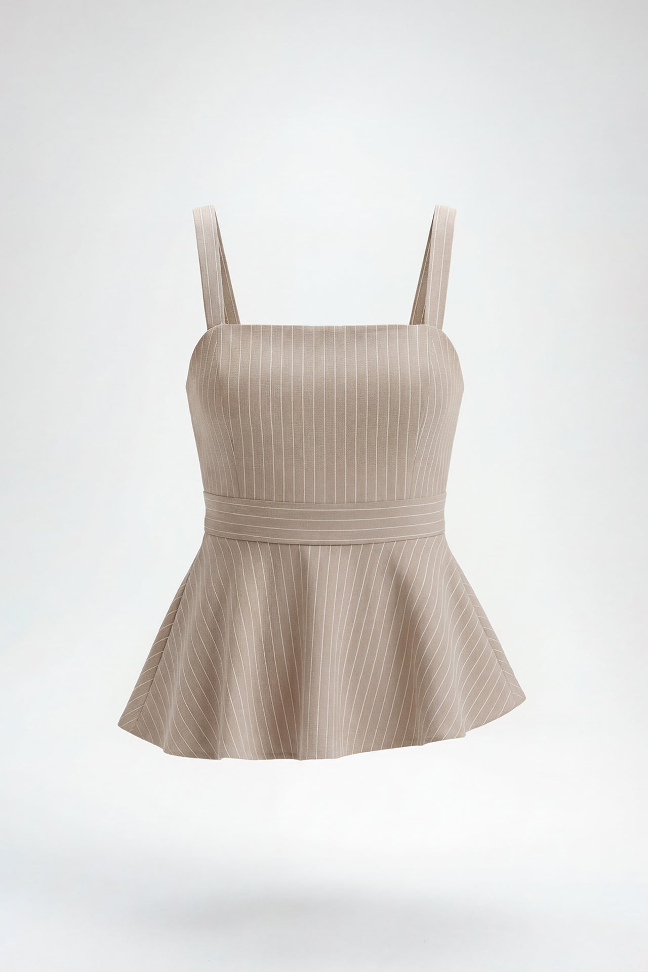 Blusa peplum risca de giz feita à medida Sahoco