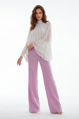 Fluid High-Neck Blouse with Ruffled Cuffs Sahoco