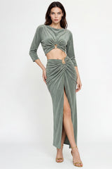 Draped Crop Top with Metallic Detail Sahoco