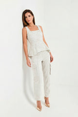 White Cargo Pants with Matching Belt Sahoco