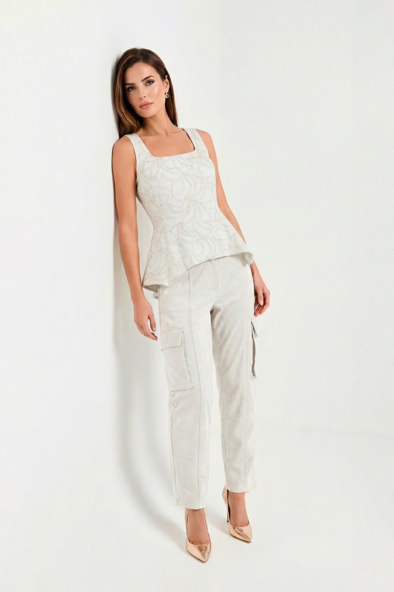 Asymmetric Sequin Embroidered Top Sahoco