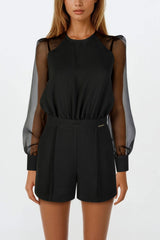 Black Jumpsuit with Organza Sleeves Sahoco